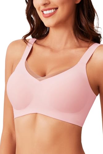 Image of MOEOZLLO Womens Wireless Bras for Women No Underwire Seamless Bralettes for Wireless Bra V Lace Soft T Shirt Support