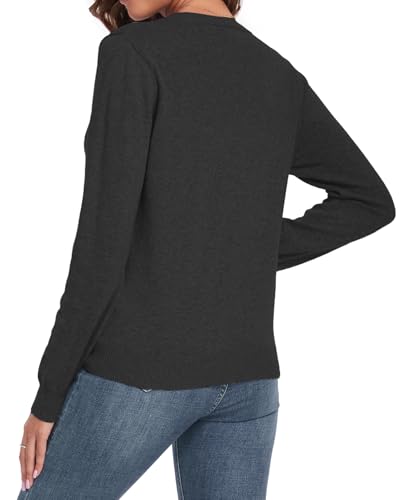Image of QUALFORT Women's 100% Cotton Sweater, Basic Lightweight Long Sleeve Pullover