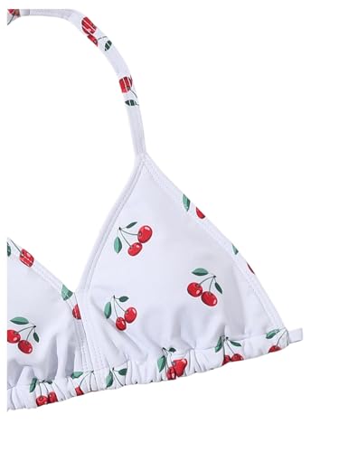 WDIRARA Girl's 3 Piece Swimsuits Fruit Print Halter Swimwear Set Summer Cute Swimsuit with Knot Side Mini Beach Skirt3