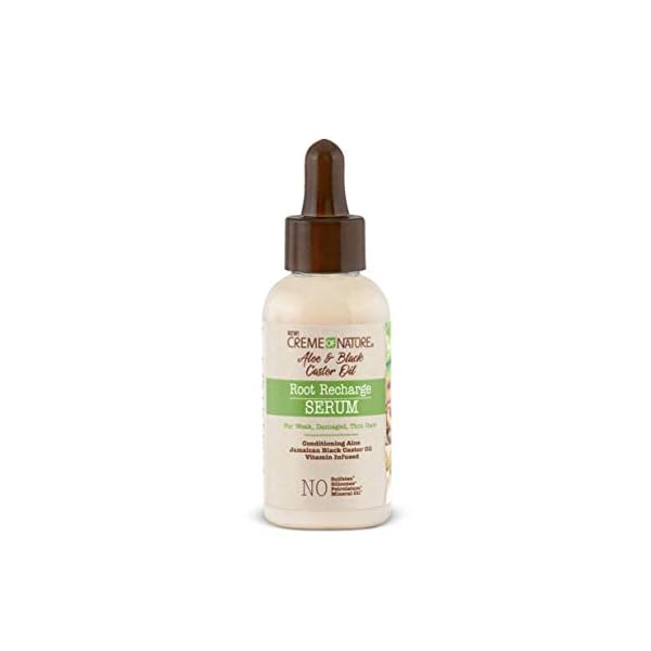 Root Recharge Serum by Creme of Nature, Aloe & Black Castor Oil Formula, for Weak, Damaged, Thin Hair, 1.7 Oz