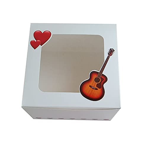 BOX WORLD Half kg Violin & Heart Designer Cake Box (Size : 8x8x5 Pack of 6)