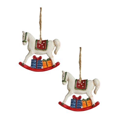 Weihnachtsbaum Anhänger Schaukelpferd aus Resin, 2-TLG Set |...