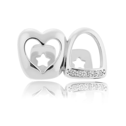 Threetols 2pcs Golden Grillz Set for Your Teeth, Hollow Silver Single Tooth Cap Grillz for Men Women Open Face Hip Hop Rapper Teeth Jewelry Costume