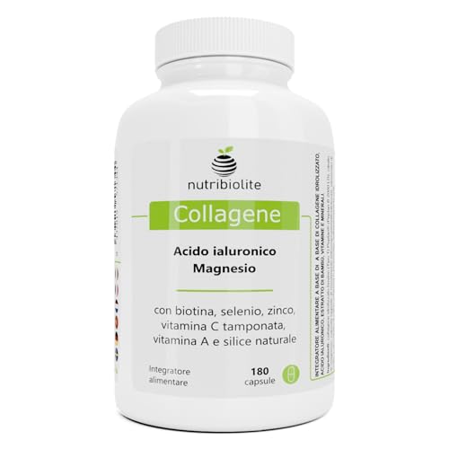 Collagene con Magnesio e Acido Ialuronico | Peptan | + Biotina + Zinco + Selenio + Vitamine C e A in Forme Bioattive + Silice Naturale di Bambù - Pelle, Articolazioni, Ossa e Capelli - 180 Capsule
