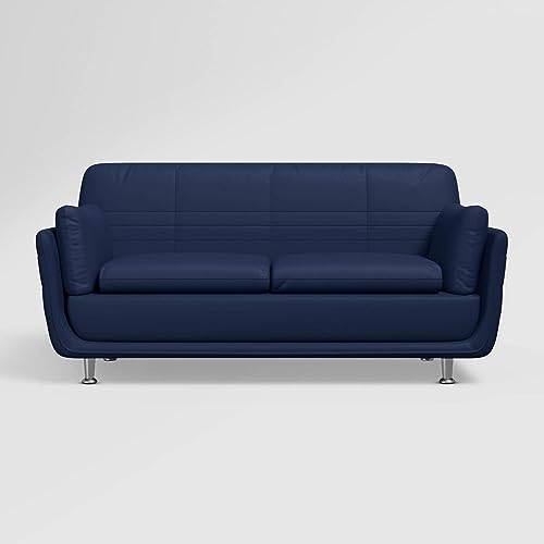 Image of GODREJ INTERIO Marina Leatherette 3 Seater Sofa (Finish Color - Blue)