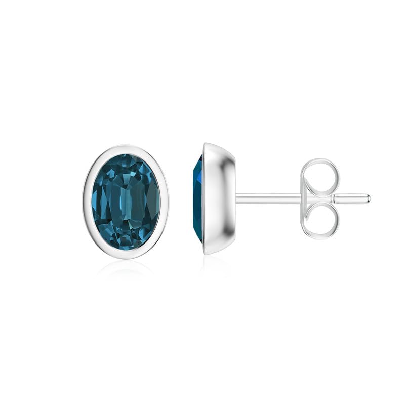 Image of Silvershake 6MM Round Shape Bazel Set Birthstone Gemstone 925 Sterling Silver Stud Post Earrings Jewelry for Business Women or Teens