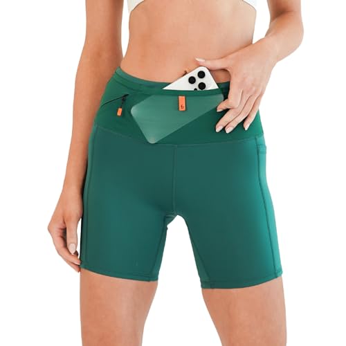 FlipBelt Womens Air Compression Shorts 6 inch - Jungle Green - XS
