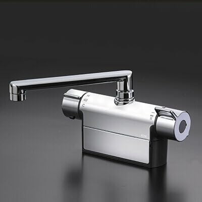 KVK デッキ形サーモスタット式混合栓 190mmパイプ付 MTB200DP1 KVK デッキ形サーモスタット式混合栓(取付ピッチ100mm)(190mm