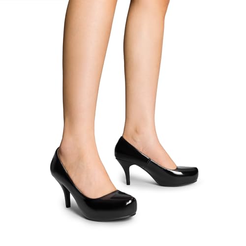 Dream Pairs Tiffany Women'S New Classic Elegant Versatile Low Stiletto Heel Dress Platform Pumps Shoes Black-Patent Size 7 thumb #6