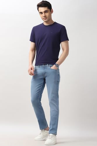 Image of Peter England Men's Skinny Fit Jeans | Denim Mid Washed | Casual Wear | Stylish Bottoms