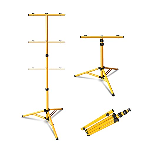 Lospitch Trépied télescopique extensible jusqu'à 160 cm pour projecteur de chantier LED Projecteur halogène, Lampe de Travail, (Cadre double, peut mettre 2 lampe)