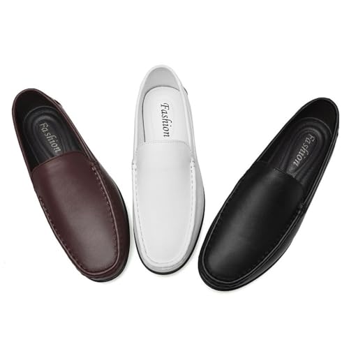 Fashion Men Loafers Shoes Vegan Leather Prom Working Round Toe Slip Resistant Block Heel Anti-Slip Rubber Sole Slip-on3