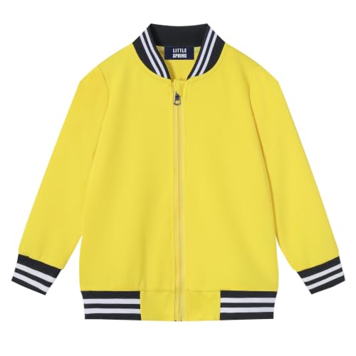 Image of LittleSpring Boys Girls Varsity Baseball Jacket Zip Up Bomber Jacket Thin 2-10Years