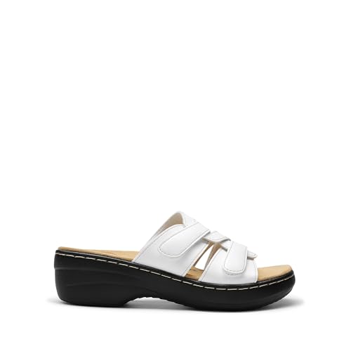 Image of DREAM PAIRS Women Arch Support Slide Sandals Adjustable Straps Slip On Wedge Sandals Casual Comfort Lightweight Flat Slides
