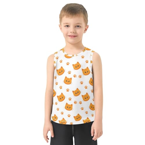 J JOYSAY Cat Paw White Boys Tank Top Sleeveless Muscle Shirts Quick Dry Kids T-Shirts 3-15T2