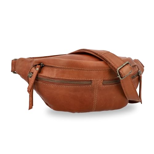 Gusti Gürteltasche Leder Acton Bauchtasche Leder Damen & Herren im Vintage-Stil - Geräumige Hüfttasche Herren & Damen mit 3 Fächern