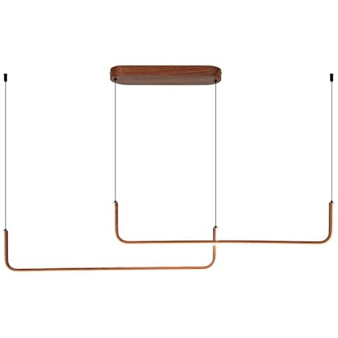 WillWant Modern Linear Pendant Light, LED Pendant Light, Suitable for Kitchen Island, Living Room, Bathroom, Bedroom, 3000k, Walnut Cover