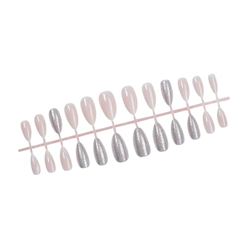24 Piezas Prensa Acrílico En Uñas Almendra Almendra False Nails Brillantes Diseños Brillantes Uñas Artificiales Para Fácil Aplicación