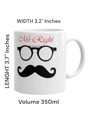 Image of Better Gift Flowers Mr. Right Customized Coffe Mug, Round Shaped Multicolor Themed Coffee Mugs, Mug for Gifting, Gifting Items for Family, Friends & Closed Ones