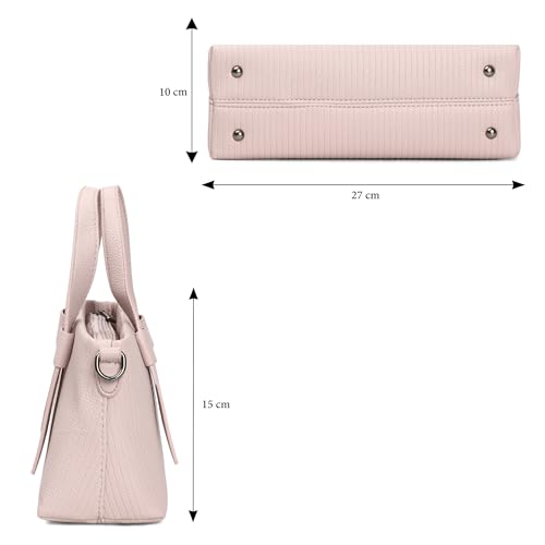 Image of EXOTIC Valeria Satchel Sling Bag for Women | Textured Leatherette Handbag with Top Handle & Detachable Crossbody Strap | Multi-Compartment Structured Purse