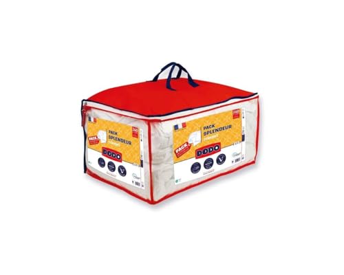 Pack couette 220 x 240 cm + 2 oreillers 60 x 60 cm - Splendeur - Garnissage 100% Polyester FCS 300 g/m2 - Blanc - DODO