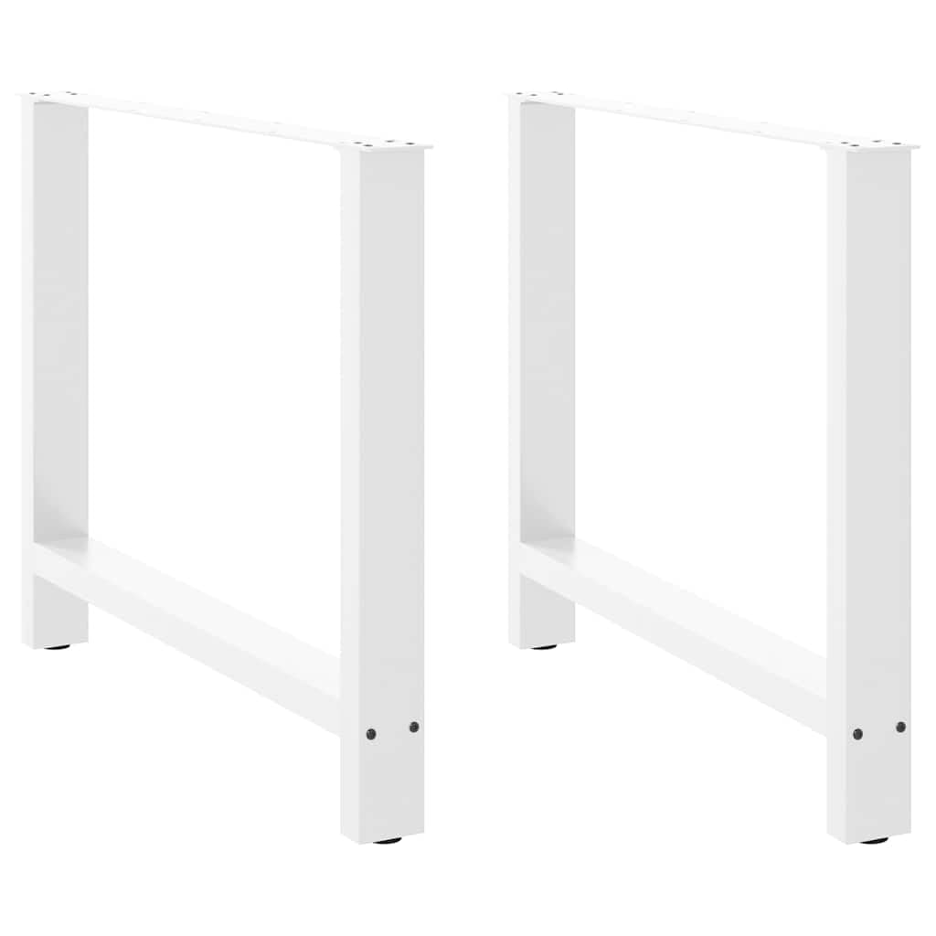 Pieds de table à manger blancs 90cm lot de 2 cadre acier pour bureau et établi stable