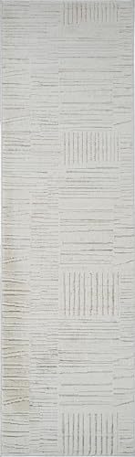 Tapis lavable Rug Branch Inari 2' x 8' beige et crème