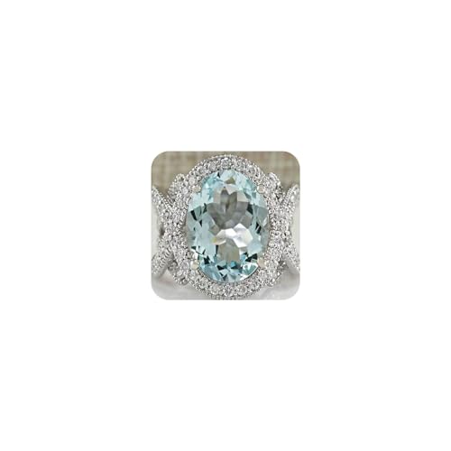 Duan Gorgeous 925 Silver 6.72CT Aquamarine Ring Wedding Engagement Jewelry Size 6-10