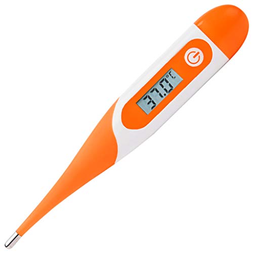 WarmBay Digital Body Thermometer for Baby Child Adult, Household Waterproof LCD Electronic Underarm Oral Rectal Temperature Measure Monitor with Flexible Tip and Detect Fever Quickly (Orange)