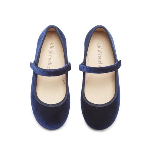 Mary Jane Flats Bundle – Girls' Shoes for School, Weddings and Casual Wear – Velvet Burgundy & Navy Size 5 Toddler3