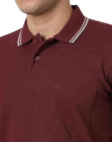 Image of Peter England Men Maroon Solid Polo Neck T-Shirt