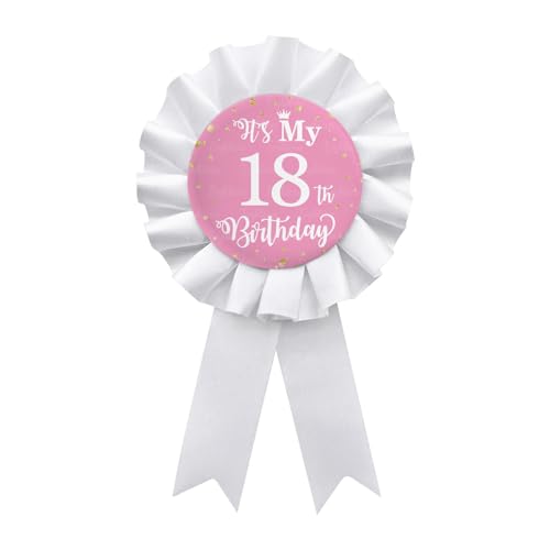Badge fête anniversaire fille ruban rose pour ne plus passer inaperçue