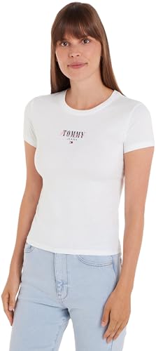 T-shirt Maniche Corte Donna Slim Scollo Rotondo Bianco bianco XXL