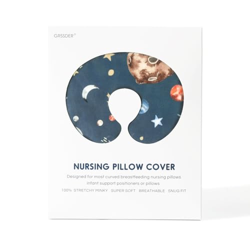 Image of GRSSDER Reversible Nursing Pillow Cover, Ultra Soft Stretchy Minky Removable Nursing Covers Fitted for Breastfeeding Pillows Snug and Safe, Comfortable Slipcover for Boys, Stylish Original Print