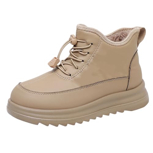 Botas de nieve para mujer, de un solo color, informales, forradas, cálidas, para exteriores, para invierno, aisladas, impermeables, suela gruesa, antideslizantes, botas de trekking, gruesas y cálidas