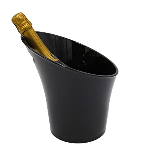 TradiNB Flaschenkühler schwarz, Behälter zum Kühlen von Wein, Sekt, Champagner oder Softdrinks, hochwertiger Getränkekühler,Maße: ca. 25,5 x 24 cm, Volumen ca. 4-5 Liter Cover