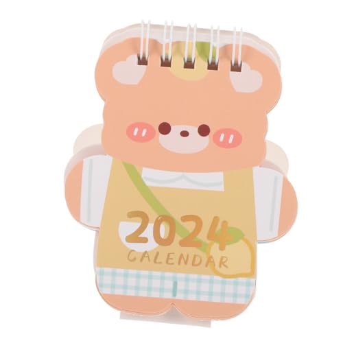 DECHOUS 年ミニデスクカレンダー コイル綴じ卓上カレンダー かわいいカートゥーンデザイン 省スペースでオフィスや家用に 机上整理も可能