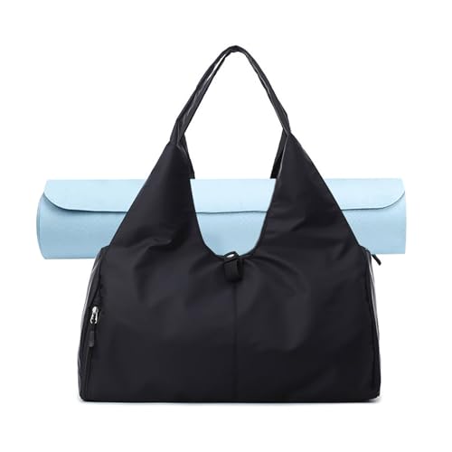 Sac de sport léger noir avec rangement tapis de yoga et chaussures