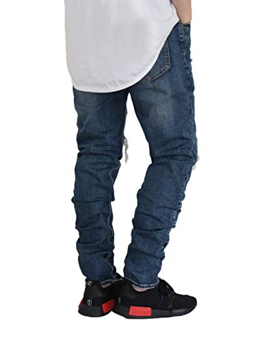AIRNINE Men's Moto Biker Distressed Stretch Jeans (Waist 28 to 44)2