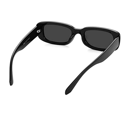 Teumire Retro Rectangle Sunglasses For Women Men Small Square Frame Sun Glasses 2 Pack (Black/Black + Black/Black) #TOP7