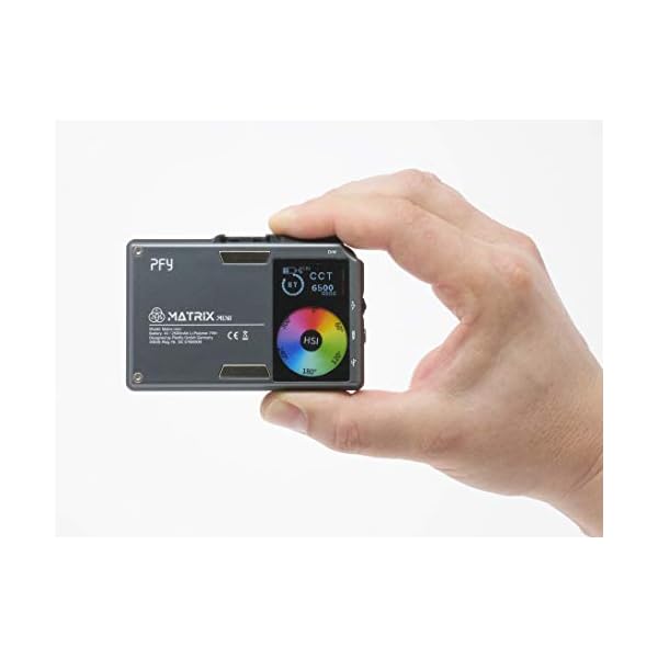 PFY Matrix Mini RGB Videolicht mit App-Steuerung – Sehr leichtes LED-Kameralicht mit 360° Farbraum und FX Effekte, kompakte Videoleuchte zur Fotobeleuchtung für unterwegs, Elegantes Alu-Design