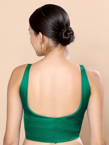 Image of Studio Shringaar Women's Polyester Sleeveless Satin Padded Saree Blouse