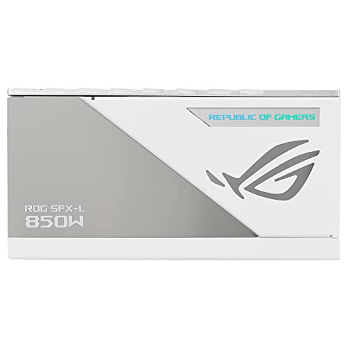 ASUS ROG Loki SFX-L 850W Platinum Blanc – Bloc d'Alimentation PC (850 Watt, modulable, Platine 80+, Ventilateur PWM ARGB de 120mm, ATX 3.0, PCIe 5.0 Ready, Aura Sync RGB)