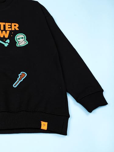 Image of KiddoPanti Boys Solid Round Neck Full Sleeve Fleece Sweatshirt | 60% Cotton 40% Polyester | Soft Warm Winter Pullover | Ribbed Cuffs & Hem | Casual Winter Sweatshirt for Kids