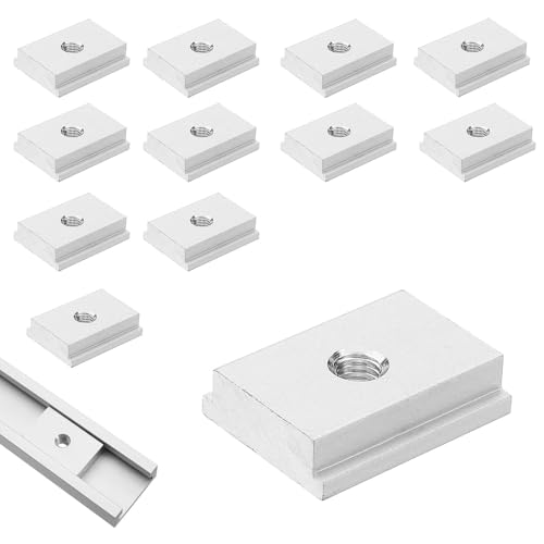 PHMING 12 Stück Nutensteine M8 Aluminiumlegierung Schiebemuttern M8 30 x 23 mm T-Schiene Gleitmuttern Silberne T-Slot Nutmuttern für Aluminiumprofilprojekte und DIY