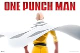 Laminated One Punch Man Saitama Wearing Cape Japanese Superhero Manga Anime Character Poster Dry Erase Wall Art 12x18
