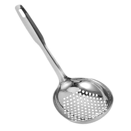 TOPBATHY Stainless Steel Slotted Spoon 13.2 Inch Skimmer Ladle Fine Mesh Strainer for Poached Eggs Pasta and Fried Food with Hanging Hole Kitchen Utensil