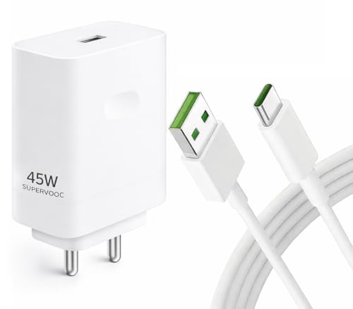 Image of SuperVOOC 45W Fast Charger with VOOC Type-C Cable | Ultra-Fast Charging Compatible with OnePlus, Oppo,Realme | Supports VOOC /SUPERVOOC, Warp, Dash, Dart, SuperDart, QC by HESPA