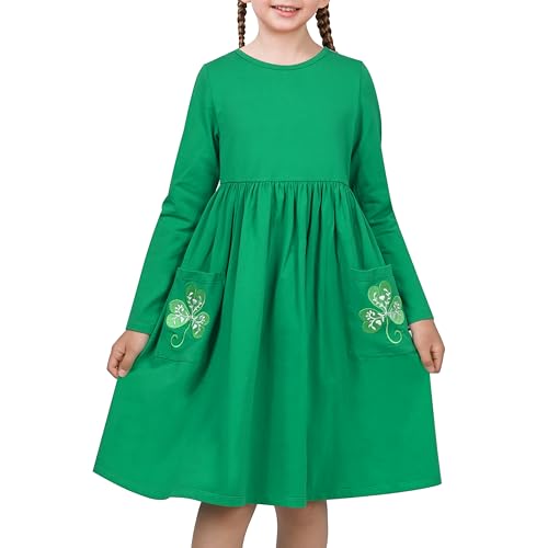 Sunny Fashion Girls Dress Casual Cotton Long Sleeve Dress Size 3-8