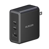 ELECOM 100W USB C Wall Charger Block, 3 Multi Port GaN II Smart PD, Ultra-Fast Charging, Compact Power Adapter for Multiple Devices, Laptops, Tablets, iPhone, iPad, Watch, Speakers, Airpods - Black